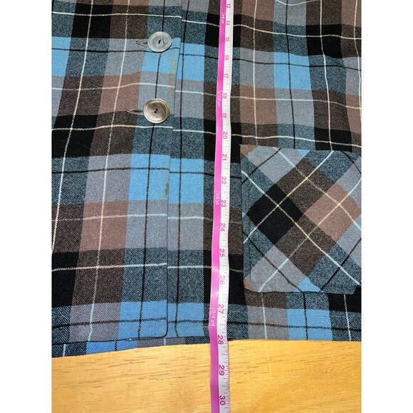 Vintage Pendleton Blazer 3 Button Up Wool Blue Black Long Sleeve Shirt 70s Large - Picture 13 of 13